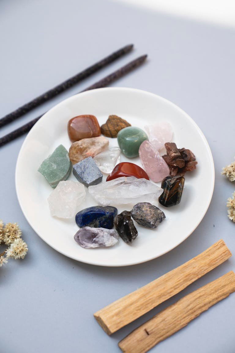 Assorted Gem Stones on Plate